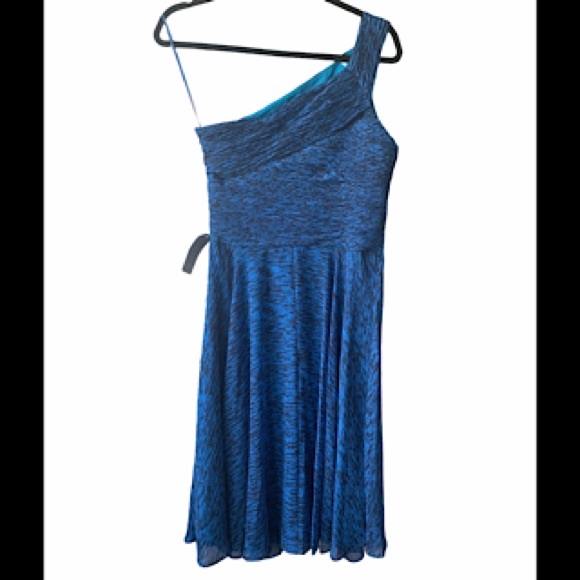 NEW HALSTON HERITAGE Ruched One-Shoulder PLEATED DRESS Size 4 BLUE NORDSTROM - Picture 5 of 10